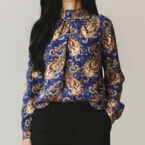 Lucia Vintage Paisley High Neck Distinction 
Blouse